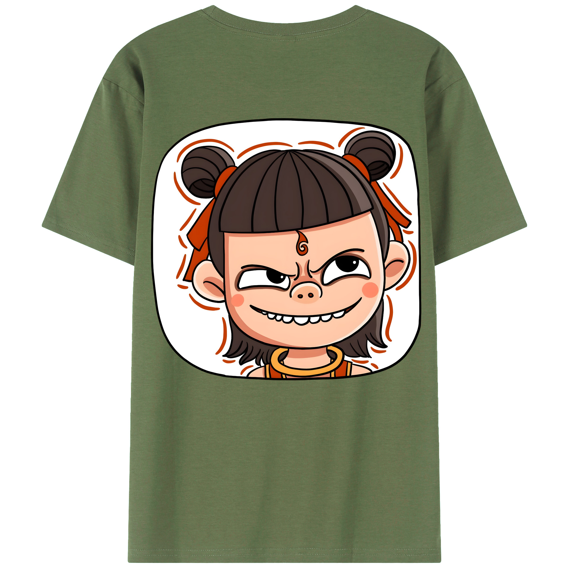 （画像用） Ne Zha 2 ナタ 魔童の大暴れ 綿100％ メンズ半袖Tシャツ（バックプリント） 通気性